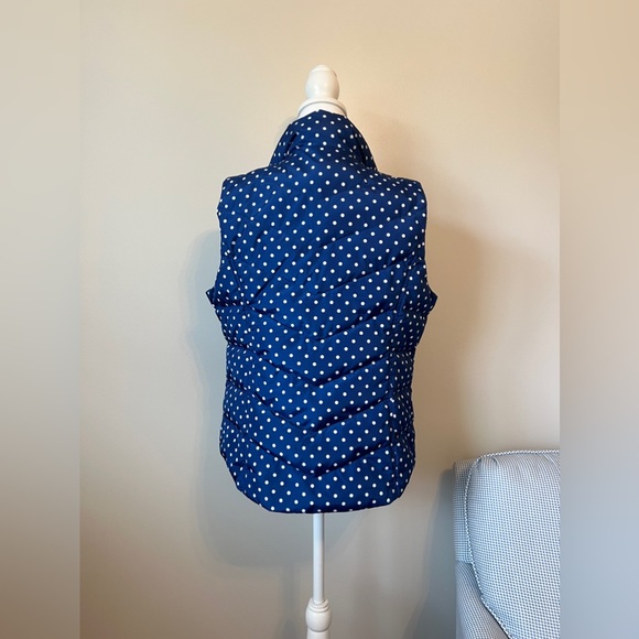 Lands' End Puffer Down Vest Blue with White Polka Size M/P 10-12 Full Zip - Picture 11 of 11